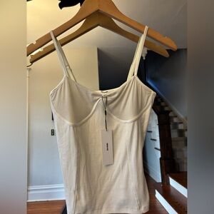 Joah Brown Ivory Ribbed Tank Top